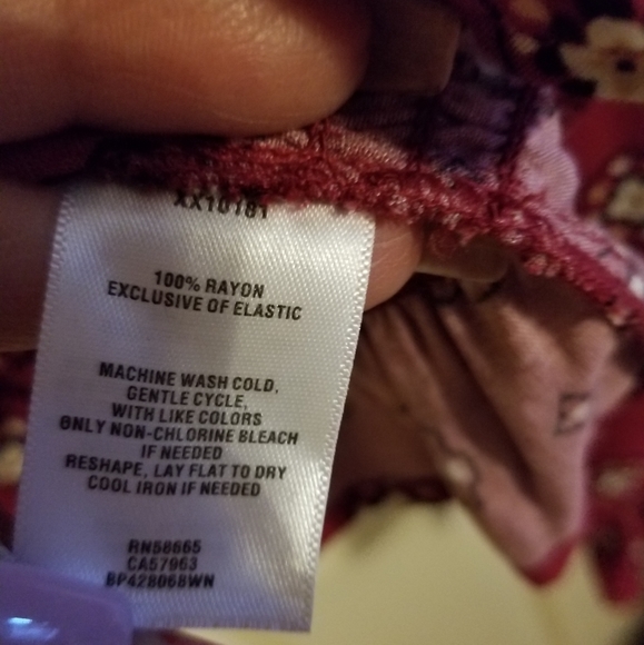 BP. Smocked Peplum Crop Top, Burgundy,1X, NWT - Picture 5 of 6